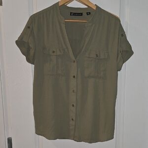 a new day Khaki Button-Down Women's Shirt